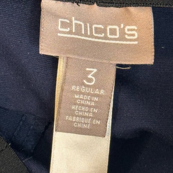 Chicos 3 Womens Navy Blue Straight Leg Pants ponte knit size XL - Picture 2 of 12